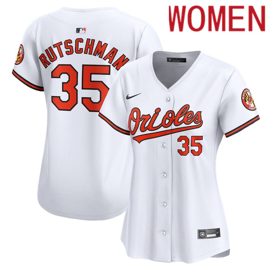 Women Baltimore Orioles #35 Adley Rutschman Nike White Home Limited Player MLB Jersey->->